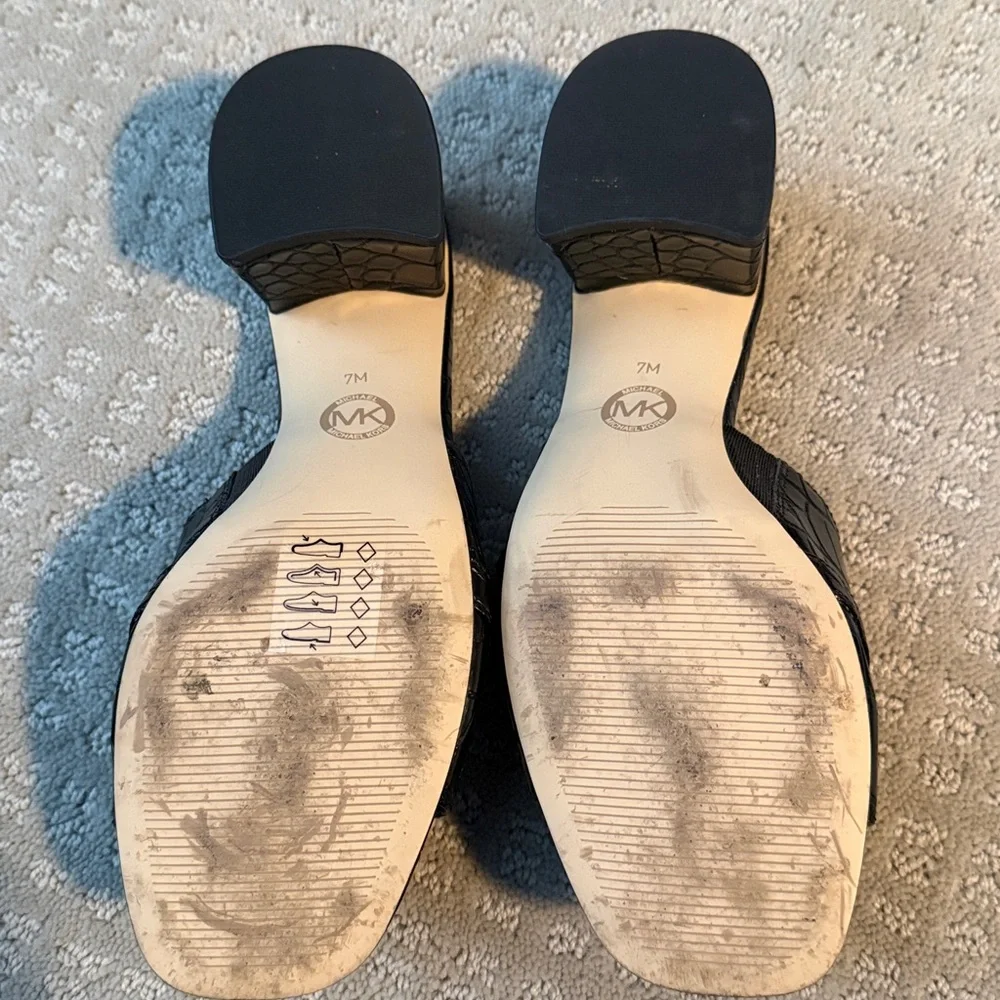 Michael Kors Black Croc-Embossed Mules gold 7 - Picture 3 of 4